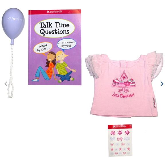 American Girl Party BIRTHDAY GOODIE BAG Balloon Stickers Book 18" Doll Top NEW - Picture 2 of 7